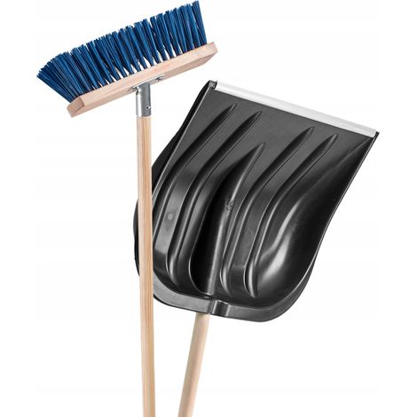 KADAX Set rimozione neve con pala da neve, leva rimozione neve e scopa con manico ergonomico, kit rimozione neve in 2 pezzi (nero) (1/5)