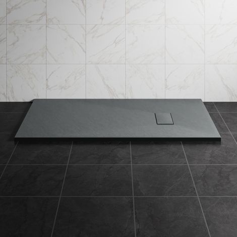 NRG 1400 x 700mm SMC Anthracite Rectangle Slate Effect Bathroom Shower Tray