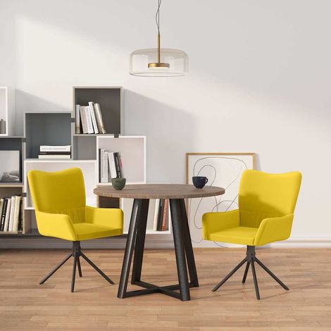vidaXL Chaises pivotantes à manger lot de 2 Jaune Velours (1/5)