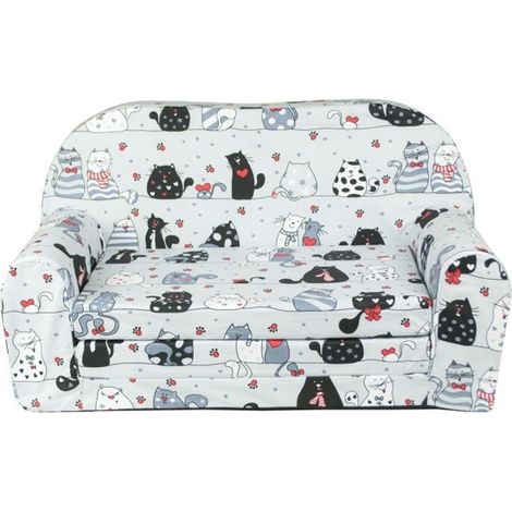 Sofá cama infantil y cama de invitados en uno - 85cm x 60cm - Gatos grises (1/2)