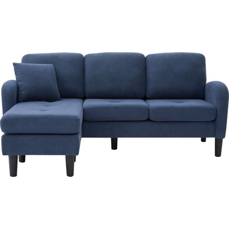 CAIziCanapé d'angle en L avec chaise longue 166 x 118 x 77 cm, canapé 3 places en tissu côtelé, pieds en plastique, design modulaire, idéal pour le salon, les appartements et les bureaux (1/5)