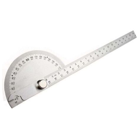 Règle d'angle de rapporteur simple en acier inoxydable, règle carrée mobile multifonctionnelle, argent 90x200mm