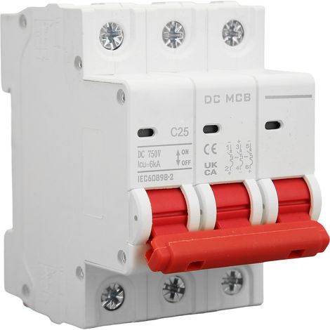DC 750V 25A 3P-Leistungsschalter mit Kurzschlussschutz und Trennfunktion für Photovoltaik-Solarsysteme