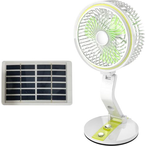 Ventilateur De Bureau Solaire - Lampe Led Intégrée - Rotation 360° - Silencieux - Pour Bureau Maison Espace De Travail - 1 Pièce (1/5)