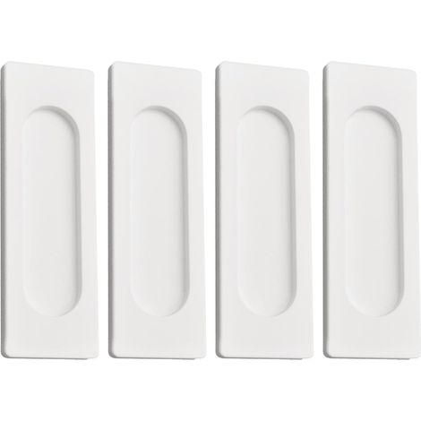 Lot de 4 poignées de porte coulissantes rectangulaires autocollantes en alliage d'aluminium pour portes coulissantes de grange, placard, armoire, tiroirs (blanc, 100 mm) (1/5)