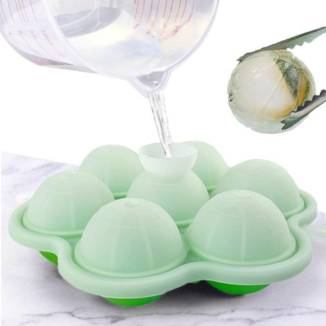 Eiswürfelform, große Silikon-Eiswürfelform, 5 cm runde Eiswürfelform für kalte Getränke, Whisky, Cocktails, Wein, Bier, Saft (grün) (1/3)