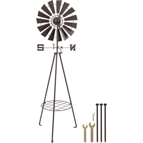 Support de plantes en fer rotatif pour jardin, étagère à vent à double usage, décoration extérieure multifonctionnelle (1/5)