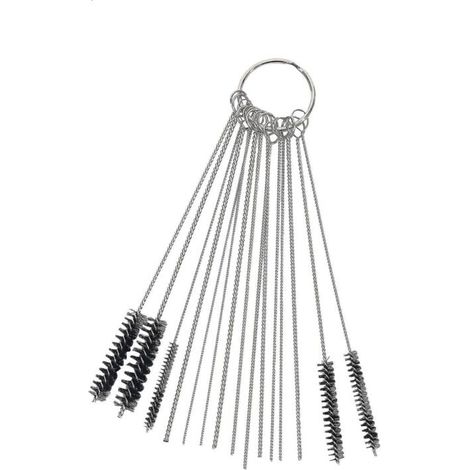 Kit d'outils de nettoyage de jet de saleté de carbone de carburateur 10x aiguilles de nettoyage avec 5x brosses (1/4)