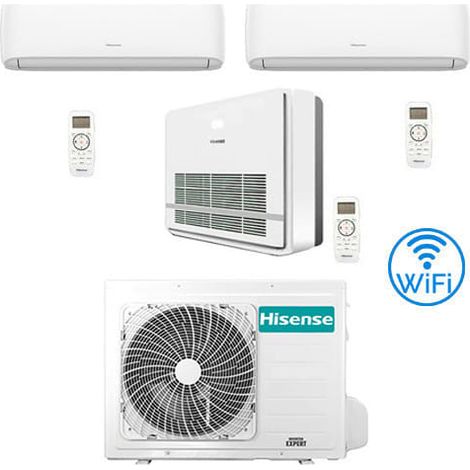 Hisense R32 Trial Split Inverter Hi Comfort Wifi Klimaanlage plus Konsole 7000 + 9000 + 12000 BTU mit E.U. 3AMW52U4RJC Klasse A++/A+