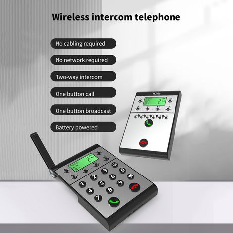 Ortviai Interphone sans fil professionnel T3 – Communication bidirectionnelle jusqu’à 2000 m, 1 unité centrale + 1 poste satellite, noir (1/5)