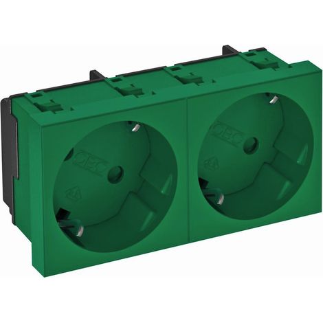 OBO Bettermann Steckdose 33°, 2-fach Schutzkontakt 250V, 10/16A Polycarbonat minzgrün RAL 6029, 6120107