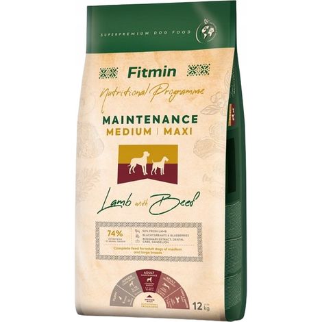 FITMIN DOG MAINTENANCE MAXI/MEDIUM cibo secco per cani AGNELLO 12 kg