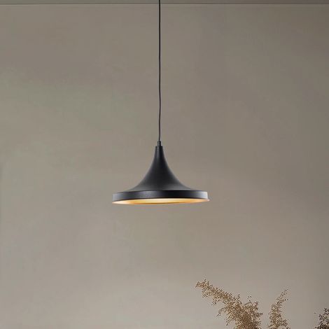 [GEBRAUCHT] B-Ware Berceste Hängeleuchte Pendelleuchte Metall schwarz gold Lampenschirm 30cm (1/2)