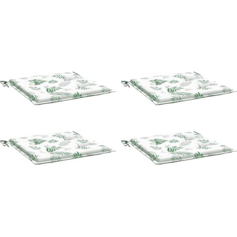 vidaXL Coussins de chaise lot de 4 motif de feuilles 50x50x4 cm tissu