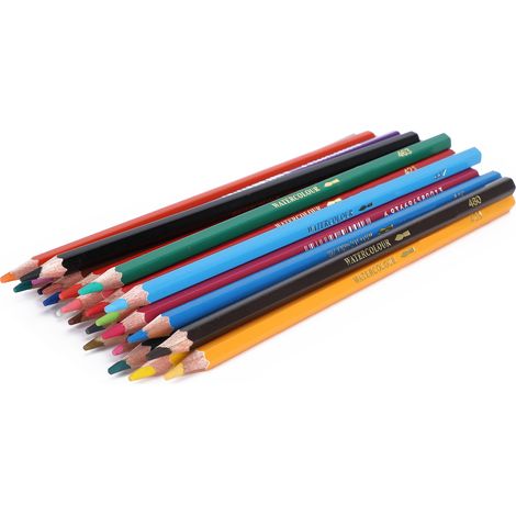 Lot de 24 crayons de couleur aquarellables multicolores, outils de dessin pour enfants, rangés dans un seau en fer (1/5)