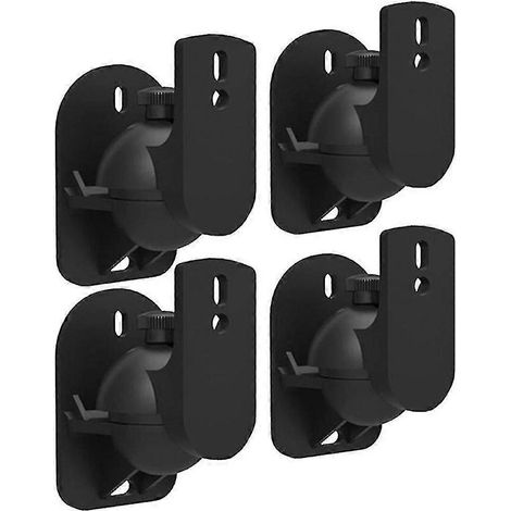 Lot de 4 supports universels pour haut-parleurs muraux et de fixations au plafond avec angle de rotation et d'inclinaison réglables.