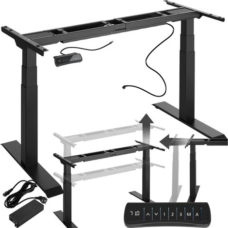 Tectake – Bureau assis debout réglable électrique 110-190 cm – Capacité 125 kg – Moteur silencieux – Système anti-collision