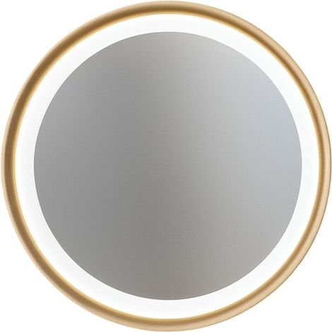 Miroir LED Mirò d.60 cm 58W or brossé, applique murale ou plafond, lumière chaude 3000K, style contemporain raffiné