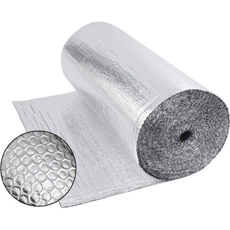 Isolant Thermique 0,6x10M, Rouleau Film Aluminisé a Bulles Double Face 4mm Résistant pour Réflecteur de Chaleur et de Froid (1/4)
