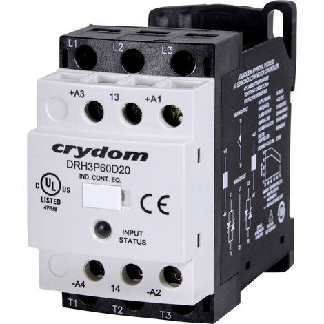 Crydom DRH3P60A20 Contacteur à semi-conducteurs à commutation au zéro de tension 20 A 1 pc(s) W816251