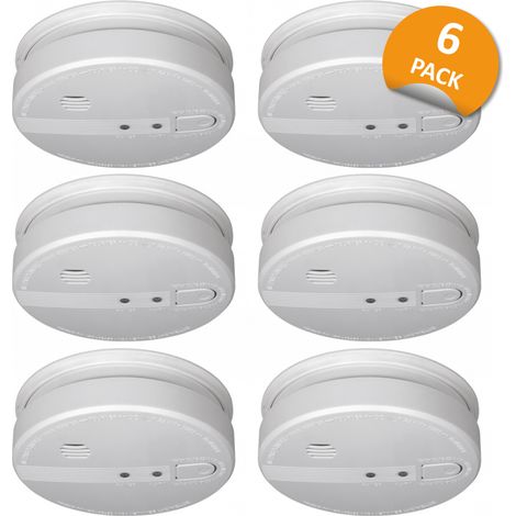 6er Set Optischer Rauchmelder 230V vernetzbar 5 Jahres Back-Up Batterie Ø 12,5cm