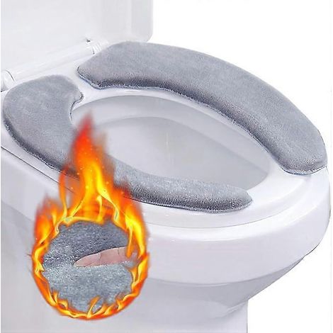 Housses de siège de toilette, 2 paires de housses lavables en mousse à mémoire de forme, coussin chauffant pour siège de toilette (1/5)
