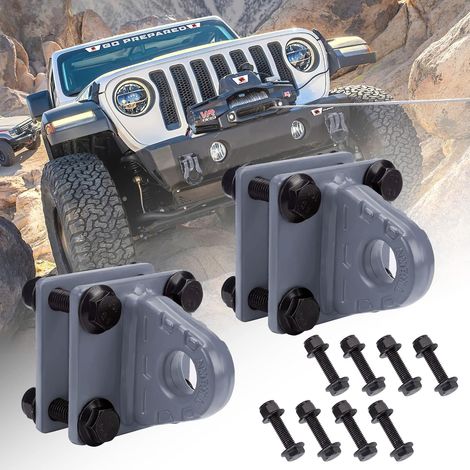 2pcs D-ring Shackle with Back Plate, 5 Ton Bolted U Clip Mount Bumper Shackle Bracket, Gray