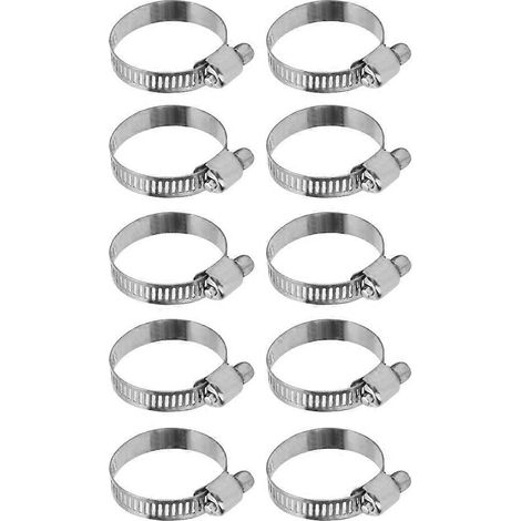 Collier de serrage inoxydable 10 pièces, pince flexible pour tuyau 20-35mm, accessoire de fixation robuste pour conduite et raccord. (1/5)