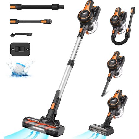 Aspiradora a batería INSE S680, 6 en 1, depósito de polvo de 1,2 litros, potencia de succión de 40 kPa, nivel de ruido de 65 dB, hasta 55 minutos de autonomía, diseño ligero.