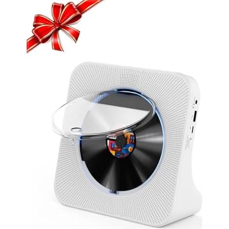 Lecteur CD Bluetooth avec Haut-Parleur Lecteur CD de Bureau Baladeur CD Lecteurs de CD avec Couvercle Anti-poussière et télécommande et Radio FM Prise USB et AUX 3,5 mm
