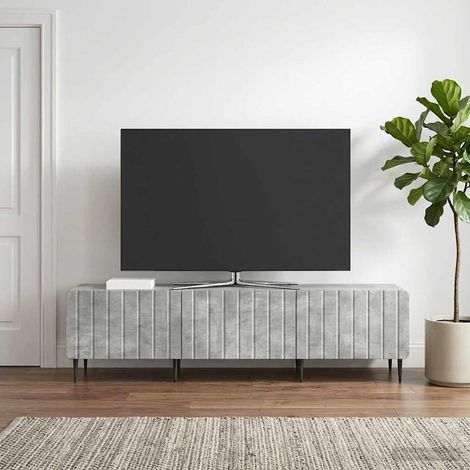 Meuble TV Gris béton 147 x 34,5 x 32 cm Bois d'ingénierie vidaXL (1/5)