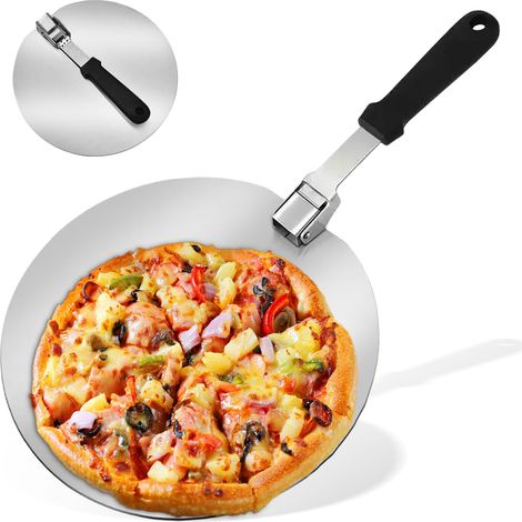 Pelle à Pizza En Acier Inoxydable, 30,5x22cm Pelle Pizza, Pelle à Pizza Ronde, Pizza Peel, Pelle a Pizza Inox Avec Poignée Rabattable Pour Pizza, Pain, Pâtisseries (1/5)