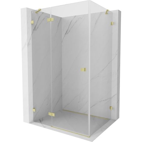 Mexen Lunar cabina doccia pivotante a sinistra 90 x 80 cm, trasparente, oro spazzolato - 834-090-080-55-00-L (1/5)
