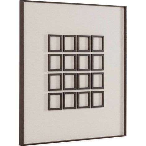 Tableau mural géométrique en verre et bois - brun et beige (1/4)