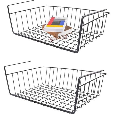 Panier de rangement sous placard panier suspendu en métal panier suspendu sous armoire panier suspendu en métal organisateur panier suspendu pour cuisine bureau salle à manger salle de (1/5)