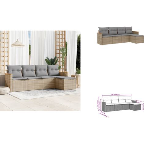 Salon de jardin avec coussins 5 pcs beige résine tressée - Ensemble Salon De Jardin - Meubles De Jardin - Salon Extérieur - Canapé Jardin - Résine Tressée (1/3)