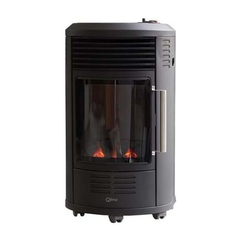 Stufa A Gas Gpl Interno 3,4 KW Effetto Camino Qlima GH8034R Nera - Confezione 1 Pezzo -