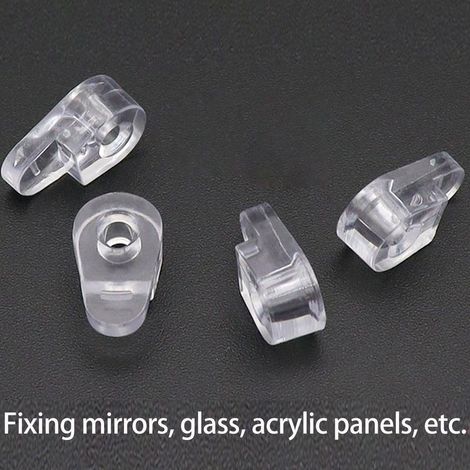 Packung mit 50 Spiegelhalterungen – Glasbefestigungsclips – Glasstützclips mit 50 Schrauben zur Befestigung von Glas, Spiegeln und Fenstern mit einer Dicke von 3 bis 5 mm (1/4)