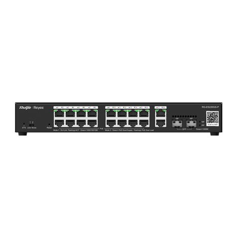 Switch di rete Ruijiee Reyee Smart Switch Poe Gigabit 20 P. 16 P. Poe/Poe+, 2 P. Uplink Gigabit Rj45/Sfp, Power Budget 250w RG-ES220GS-P