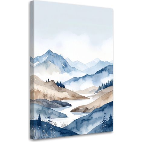 Quadro su tela, Paesaggio Paesaggio montano blu beige, 20x30 (1/5)