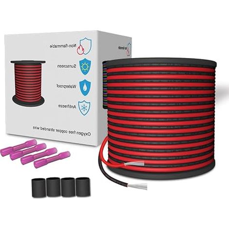 Extension Cable Wire Cord 20AWG Conductors Red and Black Copper Stranded LED Strip Light Bulbs (1/5)