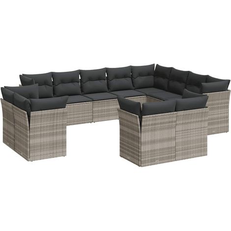 Maison Exclusive - Set Divano Giardino 12 pz con Cuscini Grigio Chiaro Polyrattan (1/3)