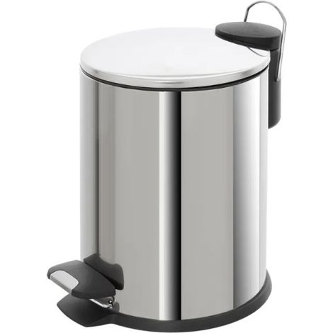 Pattumiera a Pedale in Acciaio Tonda Bagno Cucina 3 Lt Feridras - Colore: Cromo (1/3)