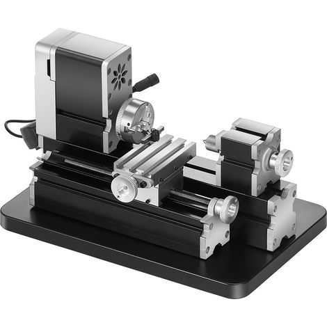 Mini Tour à Métaux Didactique 70 x 130 mm 20000 tr/min 36 W Moteur Haute Puissance, Mandrin à 3 Mâchoires, Tour à Métaux Compact avec Protection pour Usinage Traitement de Pièces de Précision (1/5)