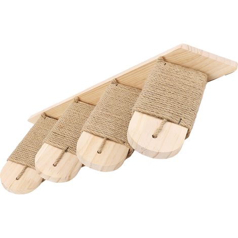 Étagère murale pour chat en bois de pin, structure stable, gain de place, 4 marches, idéale pour la maison ou un appartement. (1/5)
