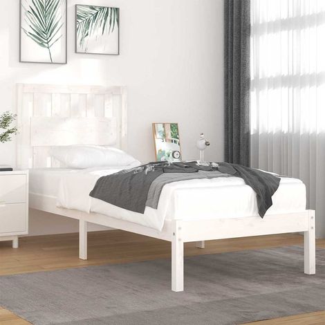 Estructura de cama madera maciza de pino blanco 90x200 cm (1/5)
