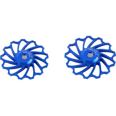 2 x Poulie de dérailleur arrière en alliage 13T avec roulement céramique pour vélo (bleu 13T) (1/2)