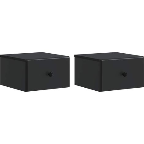 Mesita de Noche de Pared 2 pcs Negro 34,5 x 33 x 20 cm