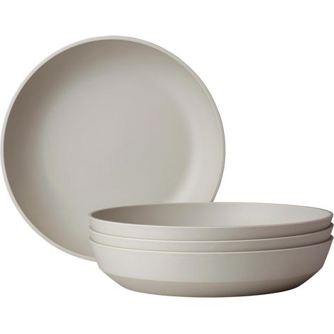 Assiette creuse 4 pièces Silueta - Lavable au lave-vaisselle et résistant au micro-ondes - Assiettes en plastique - Assiettes plates - Vaisselle - 21 cm - Nordic white (1/5)