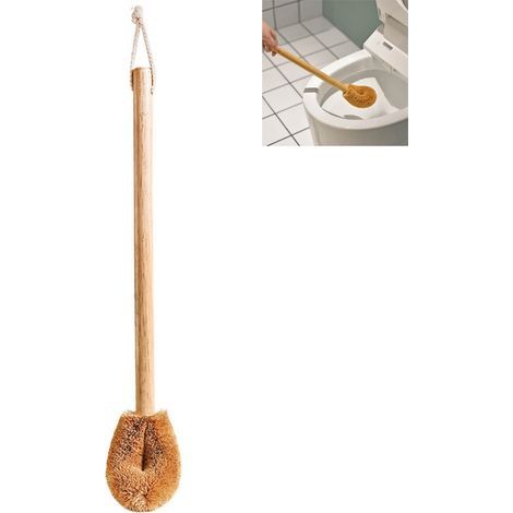 Brosse de toilettes en bois naturel, brosse de nettoyage WC en coco, brosse de salle de bain (1/5)